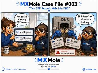 MXMole Case Files Case File #003: Two SPF Records Walk Into DNS