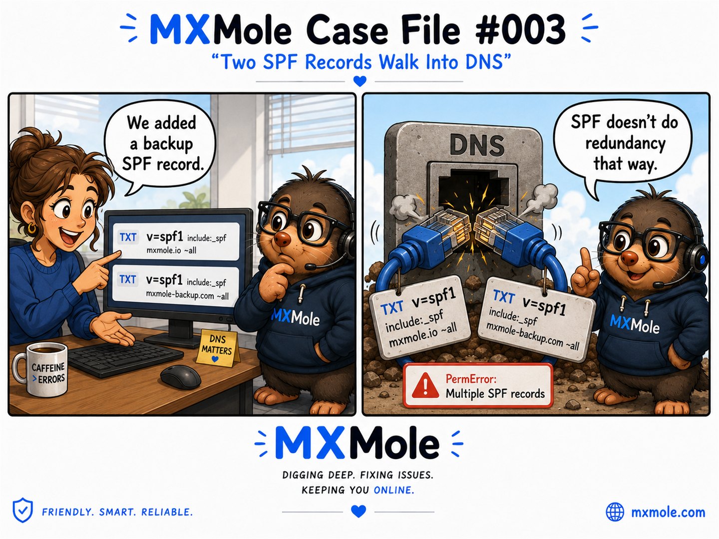MXMole Case Files Case File #003: Two SPF Records Walk Into DNS